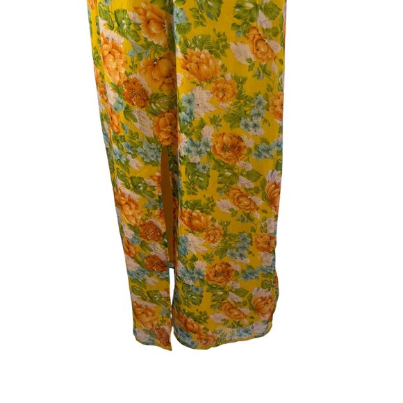 NWT Topshop Yellow Floral Maxi Dress – V-Neck Lace-Up Back, Beaded Detail - Picture 4 of 8